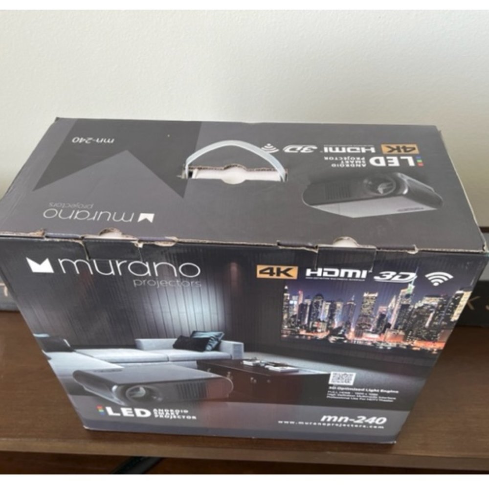 Murano MN-240 LED Android Smart Projector 4K HDMI 3D Bluetooth NEW IN BOX